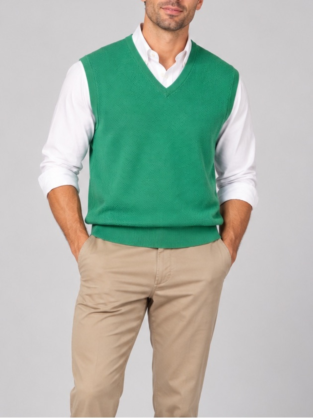 Lyle & Scott Emerald Green Combed Cotton Sweater Vest Preppy Golf Grandpa Core